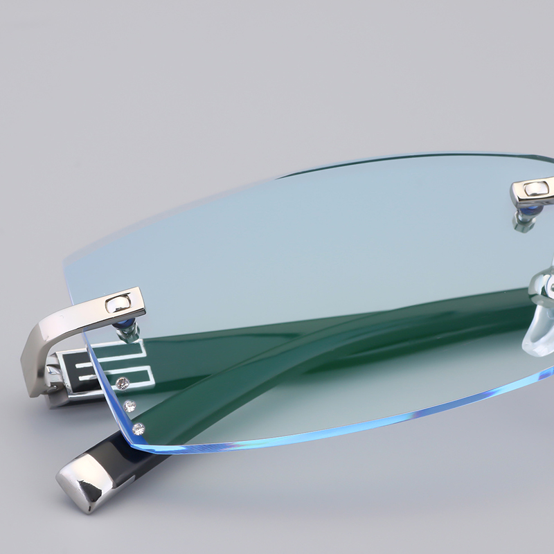 配成品近视眼镜框男韩国切边眼镜无框眼镜架变色眼睛框平光防辐射