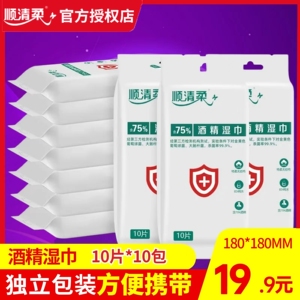 独立装10包抑菌杀菌酒精消毒湿巾
