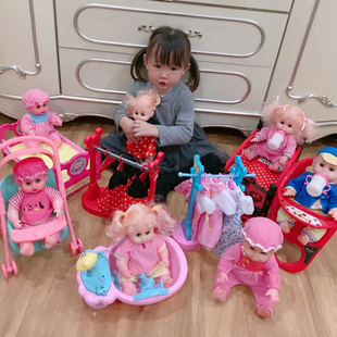 娃娃玩具床儿童女孩公主发声仿逼真公仔娃娃婴儿过家家塑料床衣服