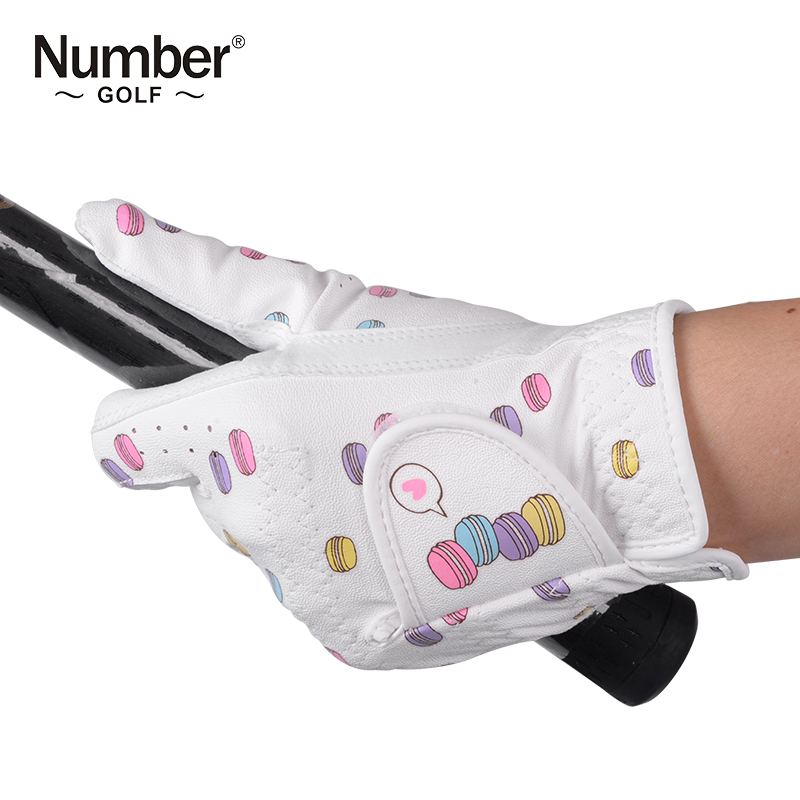NUMBER高尔夫球手套马卡龙印花