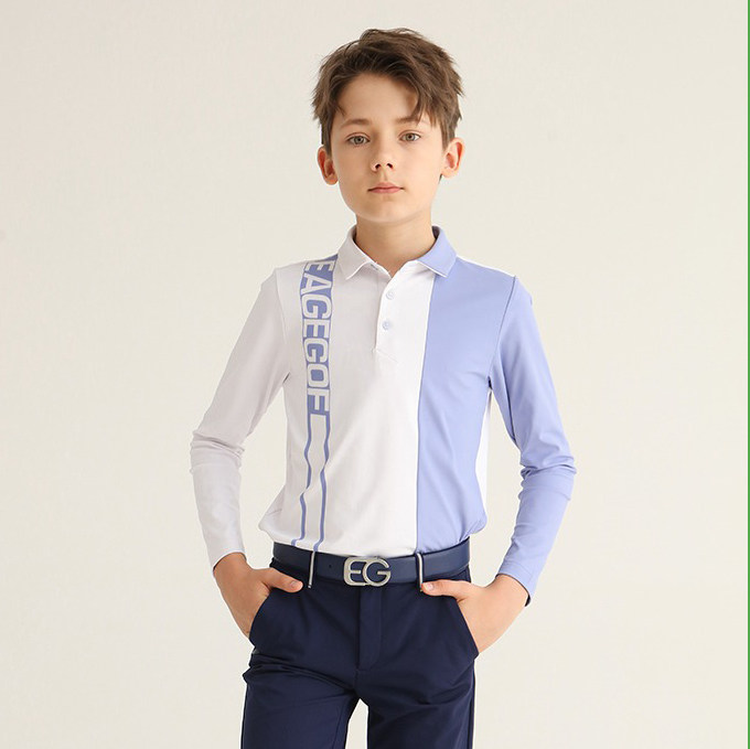 EG儿童高尔夫衣服长袖t恤 春秋新款青少年golf服装男童装吸湿速干