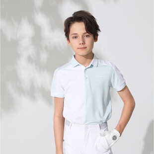 EAGEGOF新款儿童高尔夫服装夏季男童短袖t恤青少年衣服POLO衫透气