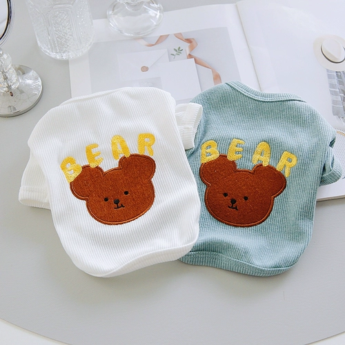 Pet Cat Bichon Pomeranian маленькая собака плюшевая одежда для собак весна летняя одежда весенняя говядина вязаная футболка