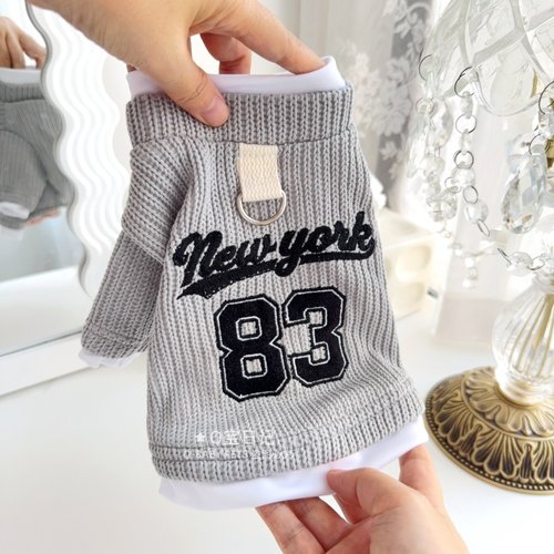 【帅气毛衣】假两件可牵引宠物比熊雪纳瑞泰迪狗狗衣服秋冬装可爱