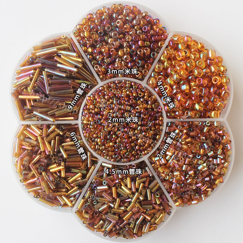 幻彩玻璃珠不掉色透明珠管手工十字绣舞蹈服鞋子包包diy串珠桶珠