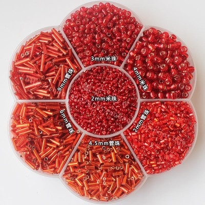 diy台湾玻璃2mm红色手缝灌银珠子
