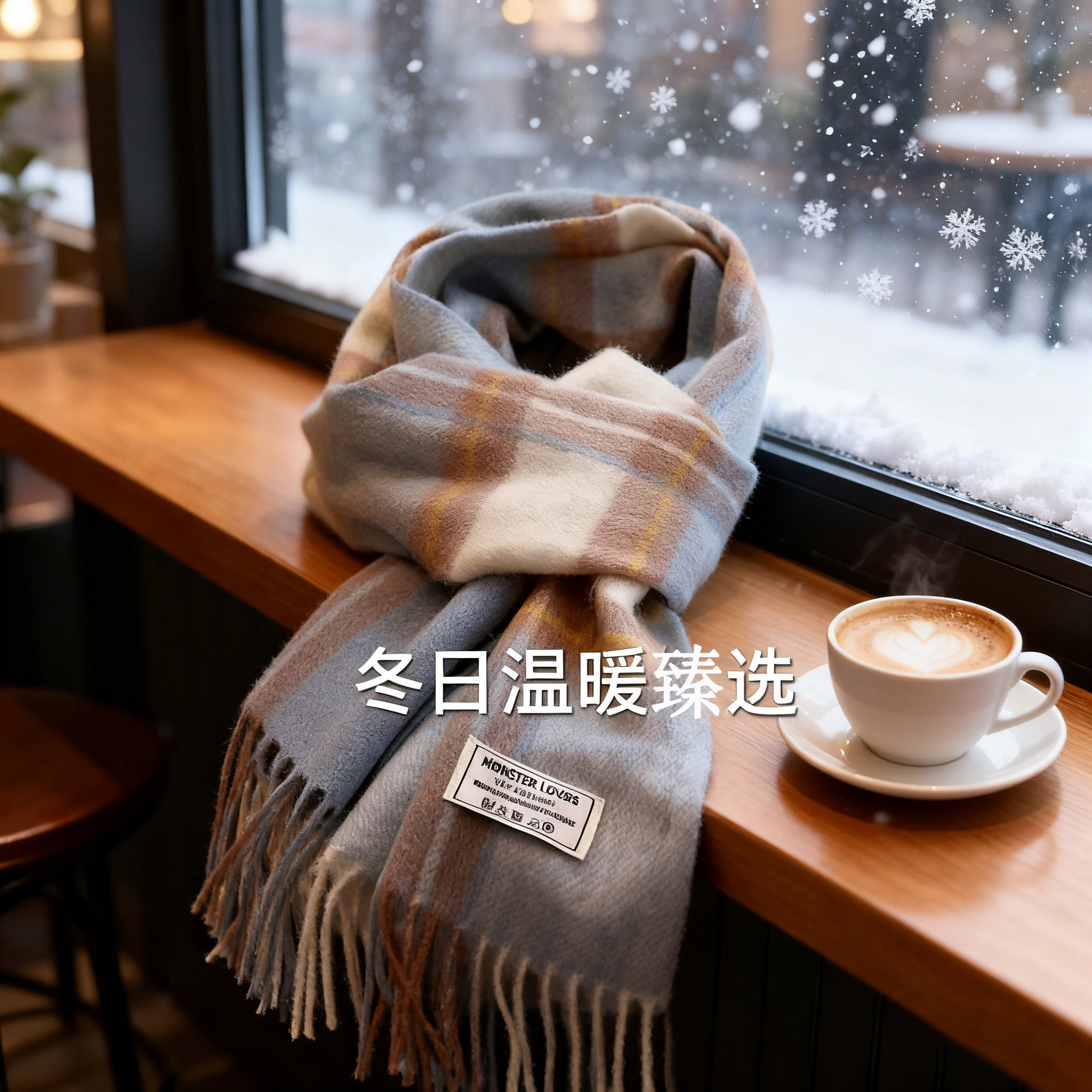 韩版新品羊毛格子围巾女秋冬季加厚保暖围脖女学生百搭时尚围巾