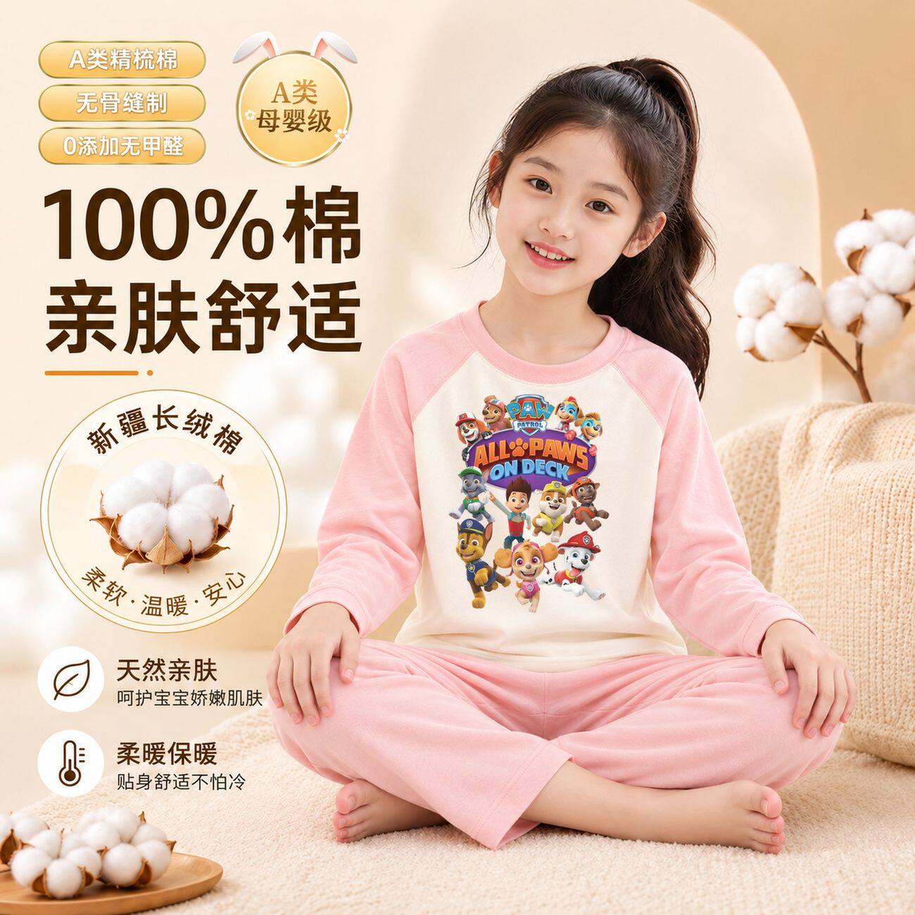 汪汪队女童秋冬纯棉加绒