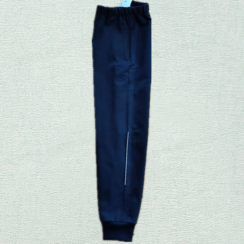 校服裤子春秋季中小学生藏蓝色拼半截反光细条宽松束脚运动校裤