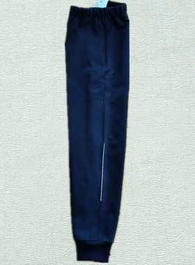 校服裤子春秋季中小学生藏蓝色拼半截反光细条宽松束脚运动校裤