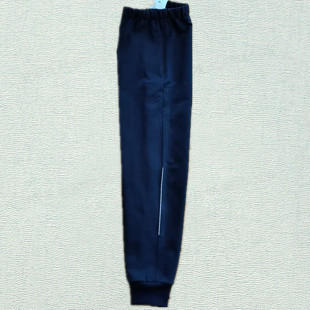 校服裤子春秋季中小学生藏蓝色拼半截反光细条宽松束脚运动校裤
