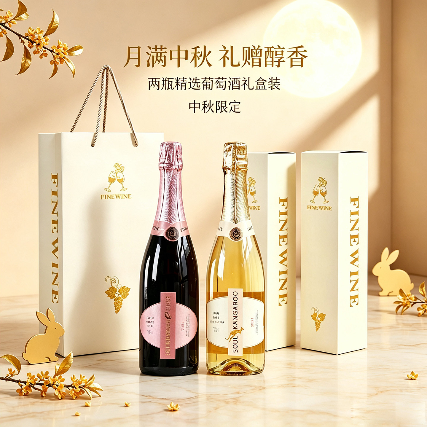 中秋节礼品送礼 澳洲进口咖啡无起泡及香槟葡萄酒