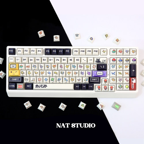NAT游戏键帽像素风机械键盘帽PBT五面热升华原厂高度三面透