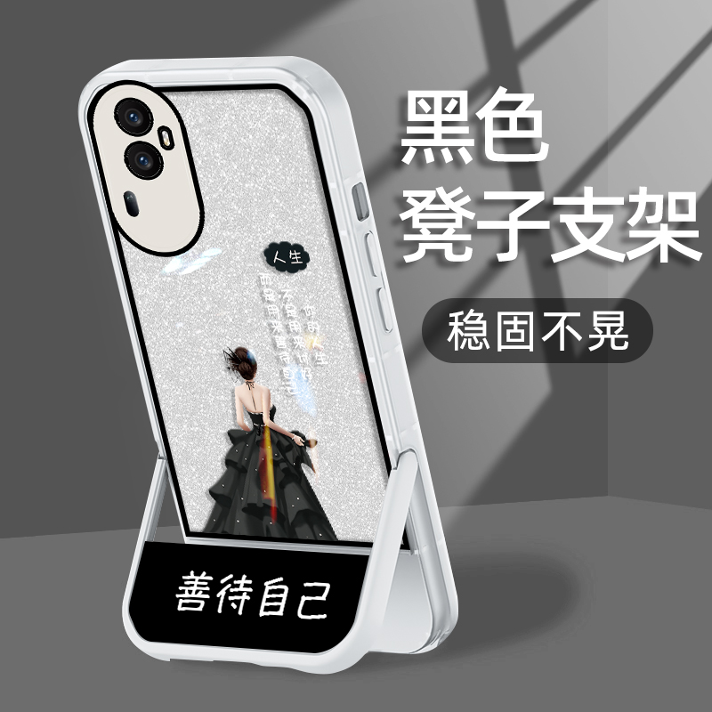 适用于OPPOReno11手机壳reno11pro手机套reno10网红reno9女Reno8凳子支架轻奢简约不顶膜小众防摔潮新款创意