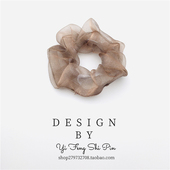 夏季 纯色珠光透明纱肥肠圈成人气质发圈女 超仙玻璃网纱大肠圈法式