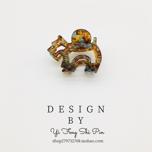 刘亦菲同款醋酸小狗抓夹女后脑勺盘发半扎中号鲨鱼夹可爱镂空发卡