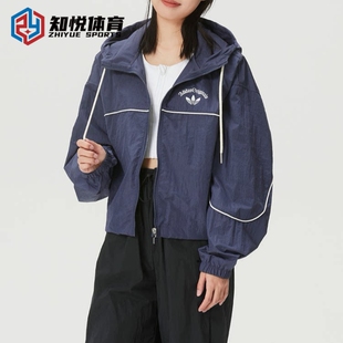 阿迪达斯运动通勤风连帽短外套女宽松拉链夹克KT3055 KT3056