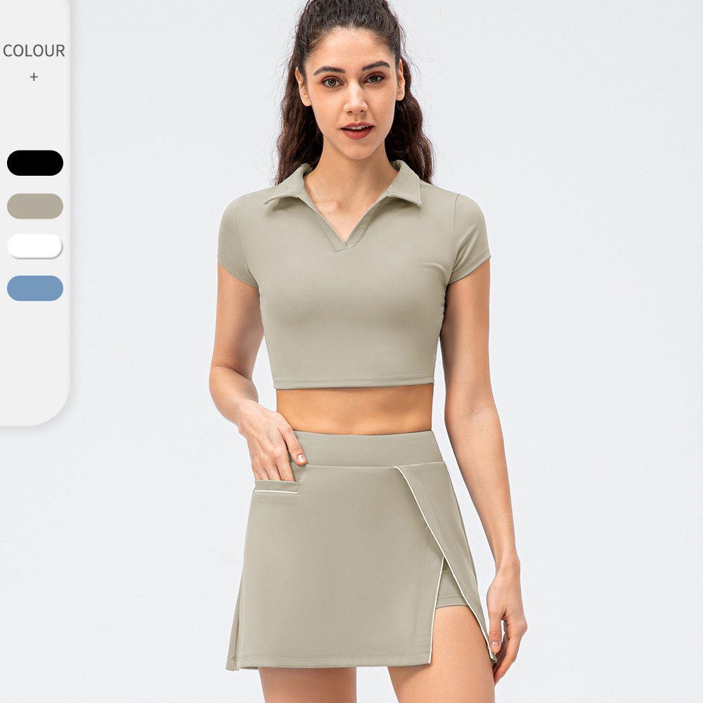 跑步健身网球裙裤加大码紧身短袖上衣假两件高尔夫运动短裙套装女,运动服/休闲服装,运动套装,淘宝优惠券,粉丝福利购,淘宝优惠卷