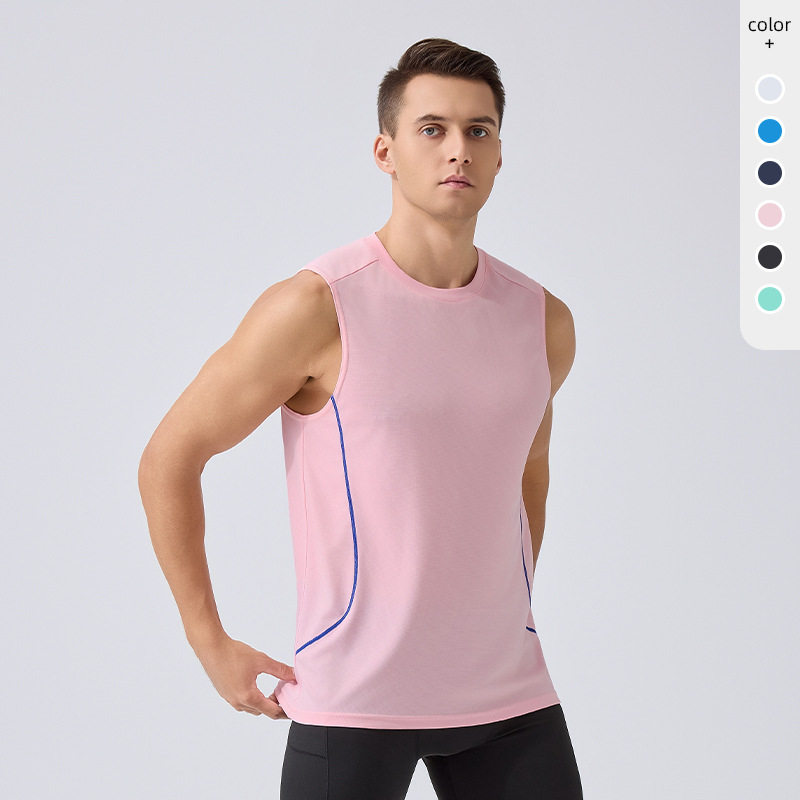 夏季男士速干休闲运动背心透气无袖健身服上衣加大码户外跑步坎肩