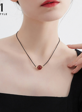 mck红玛瑙项链相思豆颈链配饰女