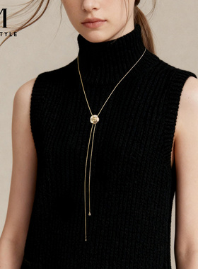 春天长款山茶花毛衣链女款精致