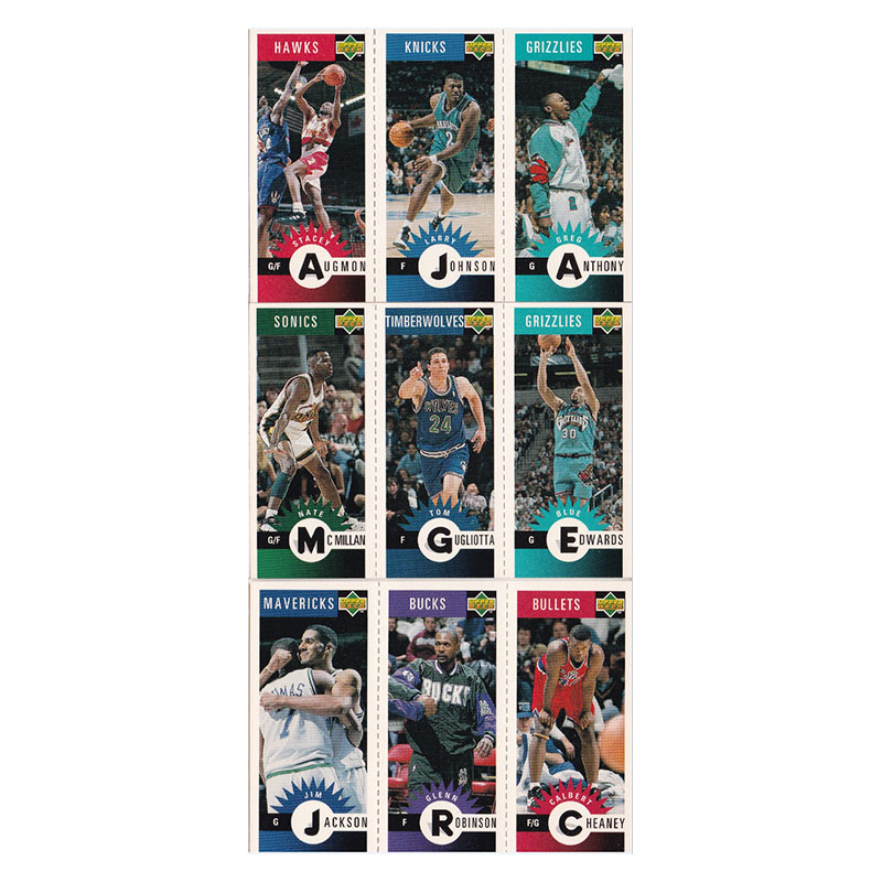 球星卡拉里约翰逊 格伦罗宾逊吉姆杰克逊 三人特卡UD 1996