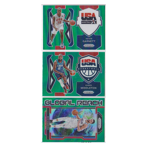 球星卡 加内特 米德尔顿USA 西蒙斯 绿折射帕尼尼21-22prizm