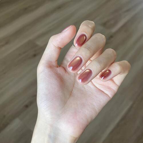 春夏显白玫瑰金猫眼指甲美甲2026年新款金光玻璃珠猫眼手工穿戴甲