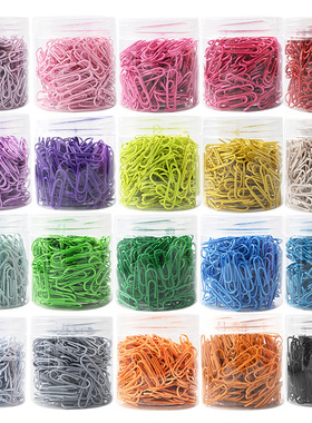 彩色回形针200枚装橙色大红黑色PVC包塑3#桶装回纹针28mm曲别针