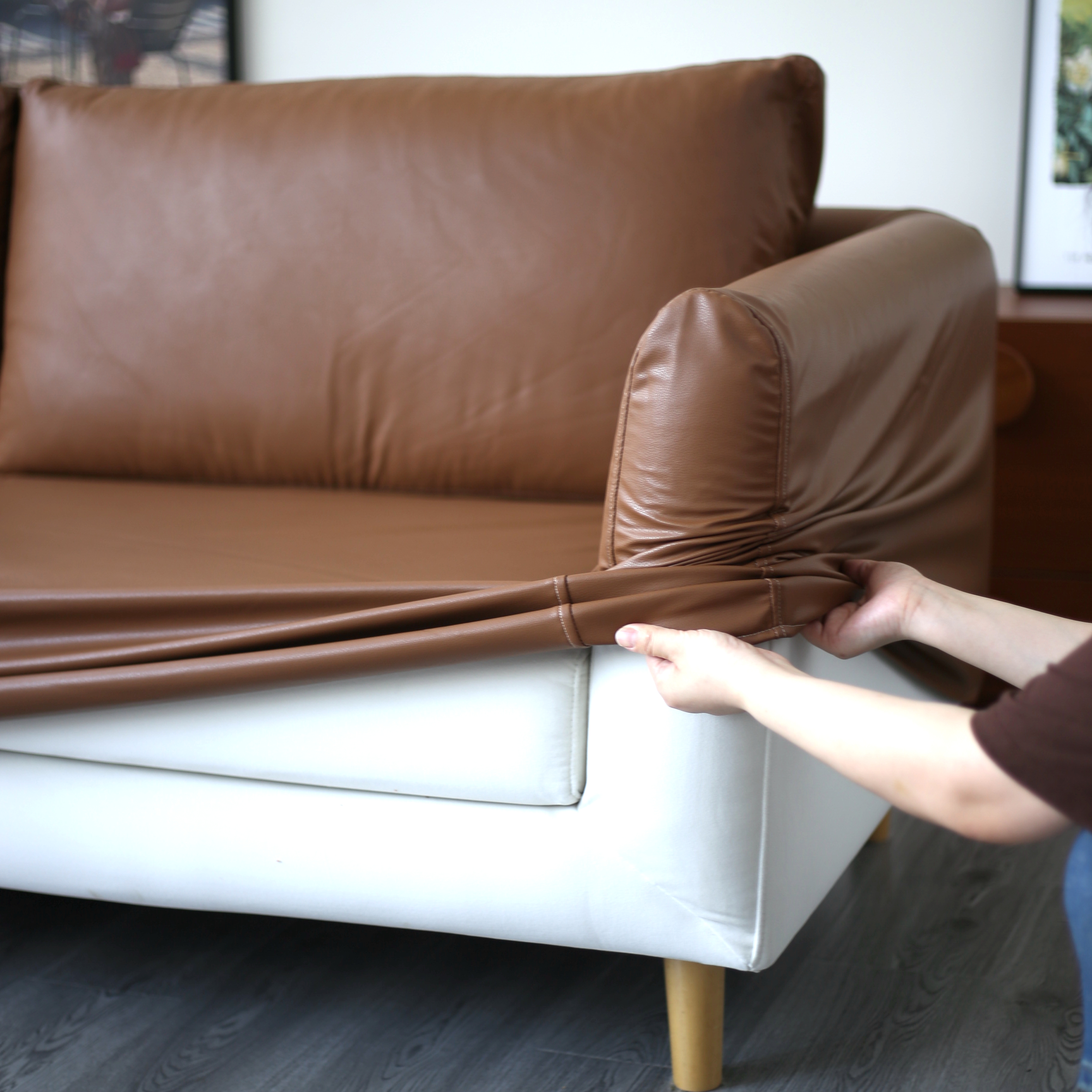 防猫抓全包加厚皮革沙发套定制