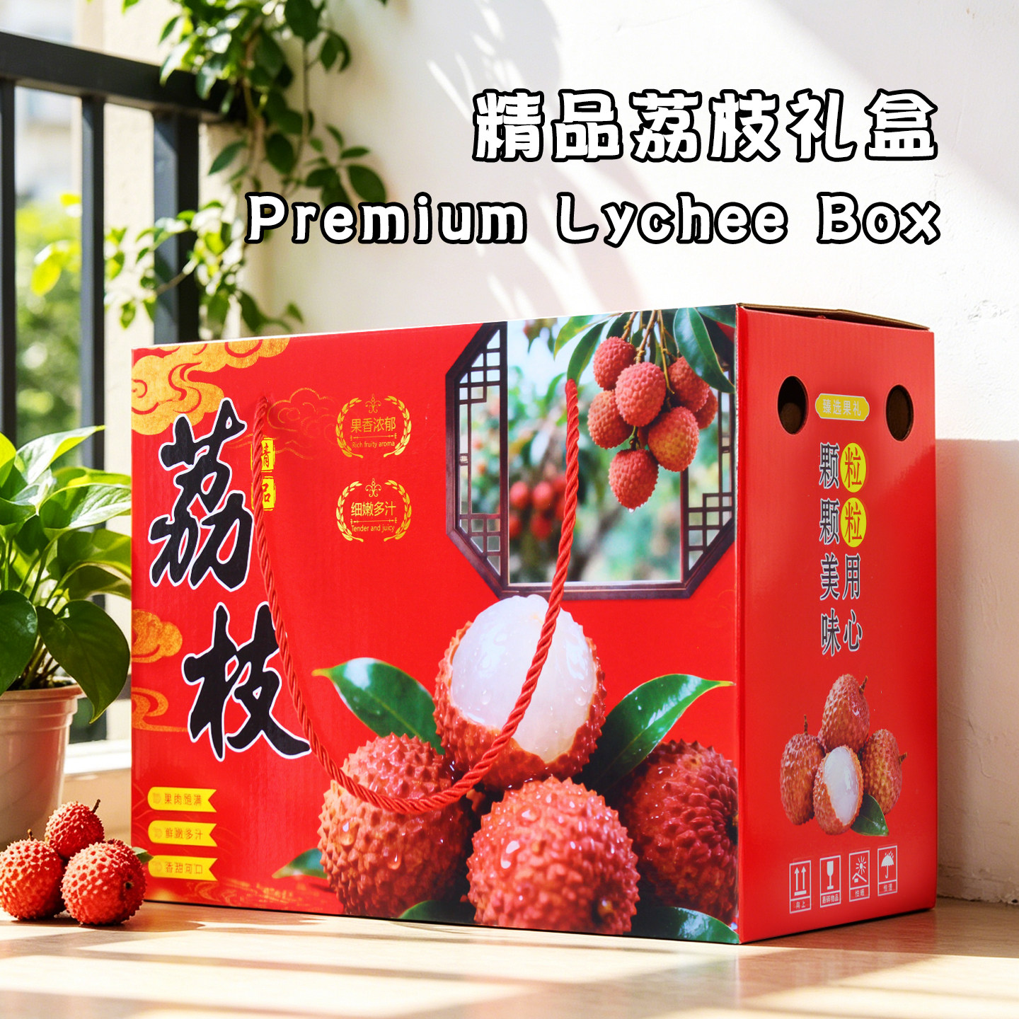 5斤装妃子笑荔枝高档礼品盒包装盒10斤三月红白糖罂纸箱水果纸盒