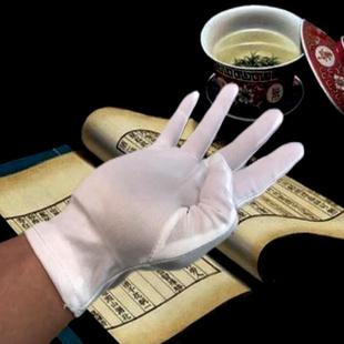 25款白色腈涤纶手套工作业礼仪尼龙劳防护保检阅兵手套耐磨薄男女