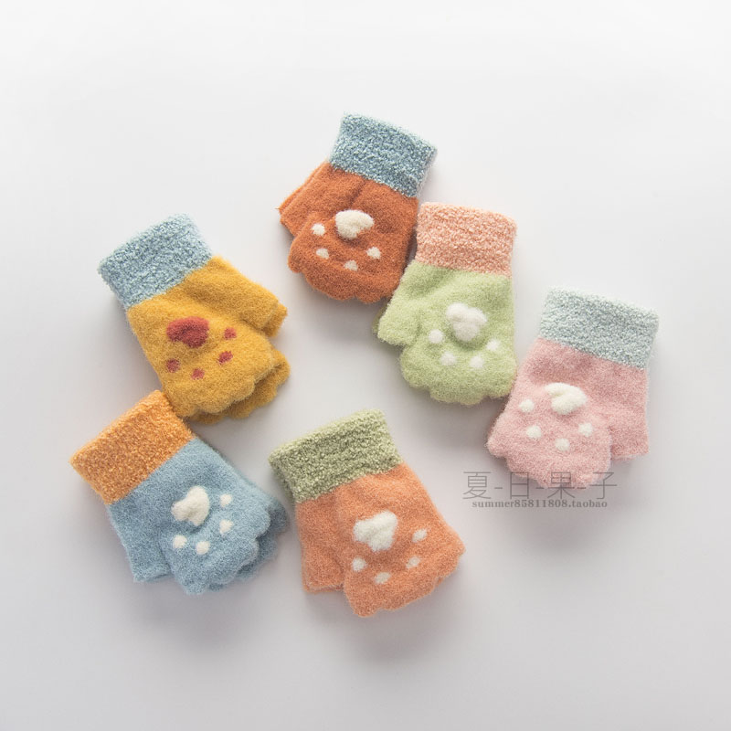 保暖宝宝半指可爱冬天1-2岁手套