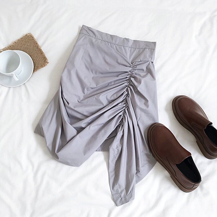2019 new pattern fashion design Irregular Fold Skirt Show thin Paige Versatile Solid temperament skirtin the Women's clothing/Boutique , Skirts  category - from Buy2taobao.com to provide professional Taobao agent buy service