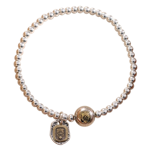 原创S925银珠藏式转运珠扎基拉姆手链女纯银手串佛珠小众设计感