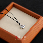 实心足银平安锁项链女纯银中国风简约古风吊坠锁骨链网红爆款 学生