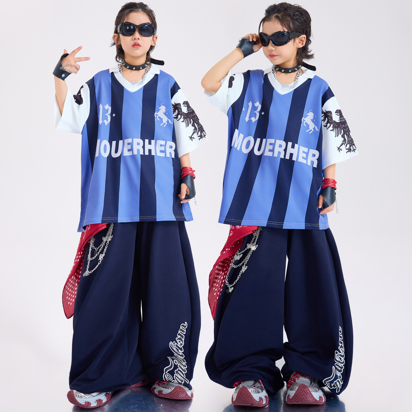 儿童街舞演出服嘻哈男童T恤套装少儿hiphop女童爵士表演服装时髦
