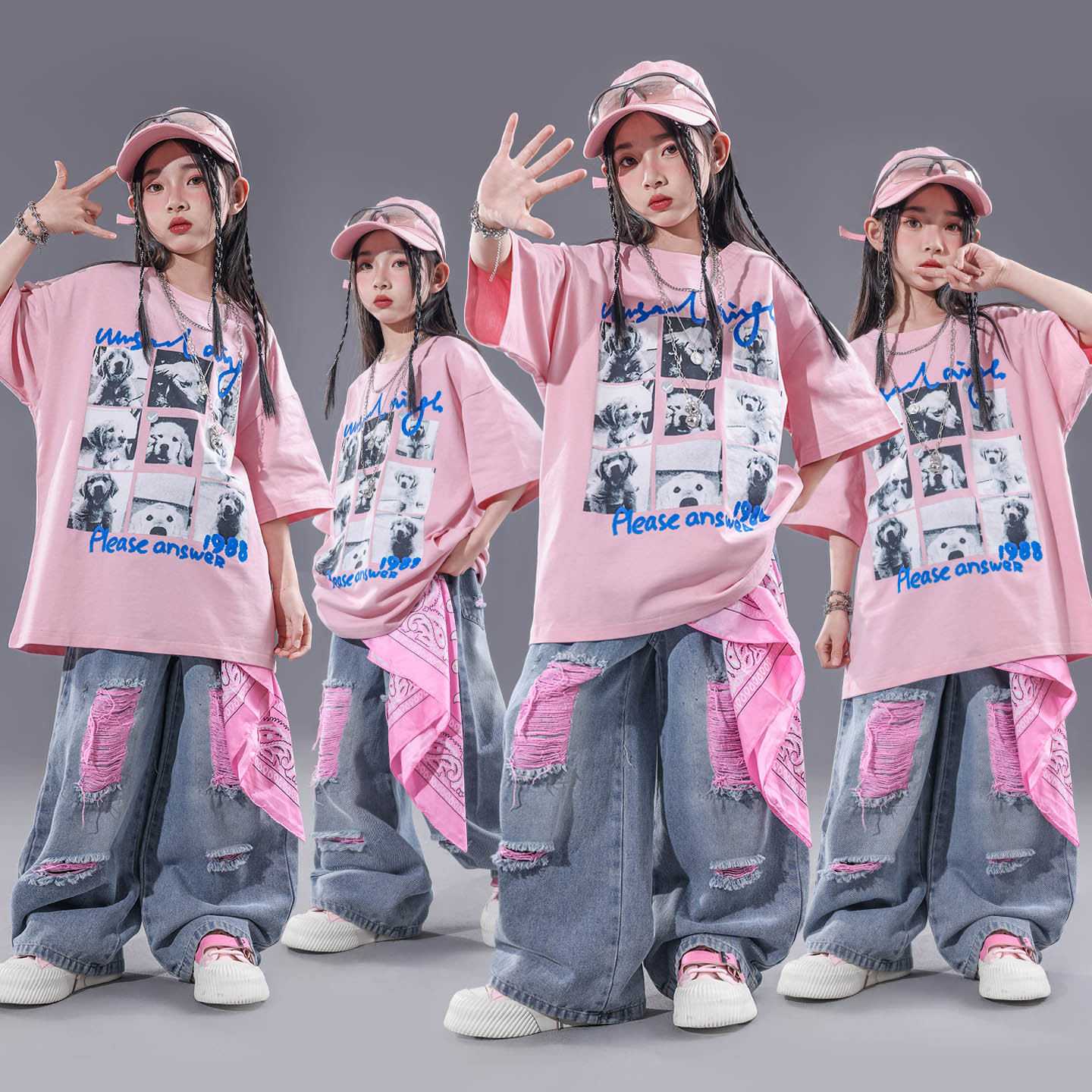 六一儿童街舞演出服男童嘻哈潮服hiphop童装少儿宽松服装架子鼓酷