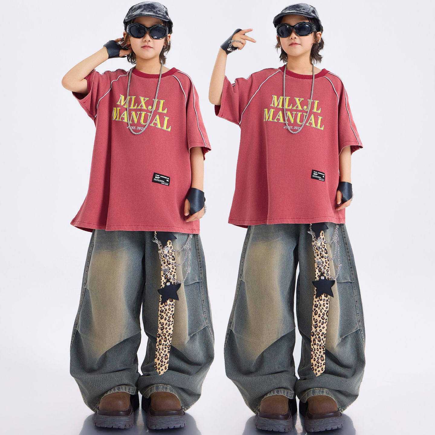 儿童街舞演出服少儿hiphop表演服装男童嘻哈套装女童夏季爵士舞潮