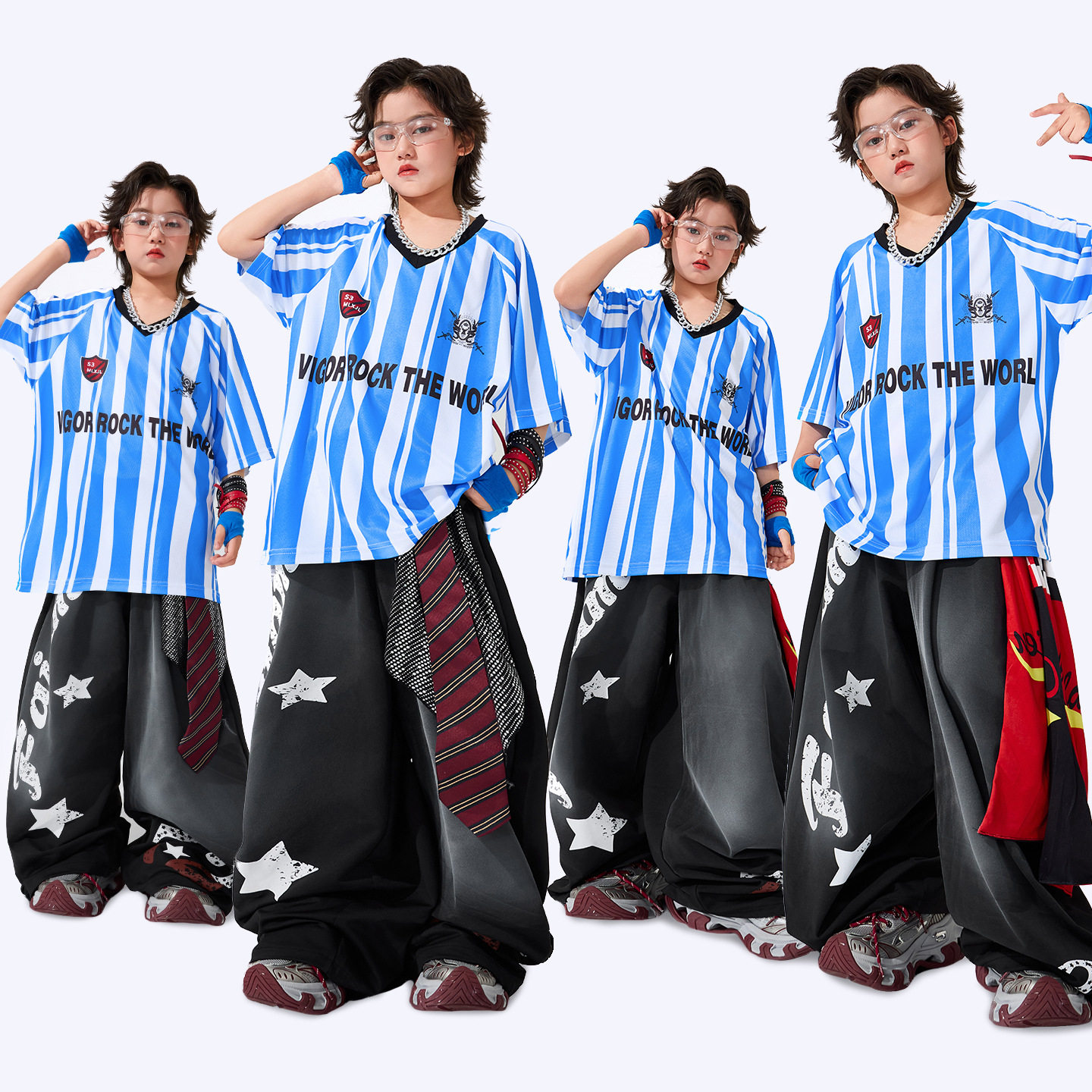 少儿街舞潮服男孩嘻哈酷帅套装hiphop炸街女孩潮牌爵士舞表演服夏