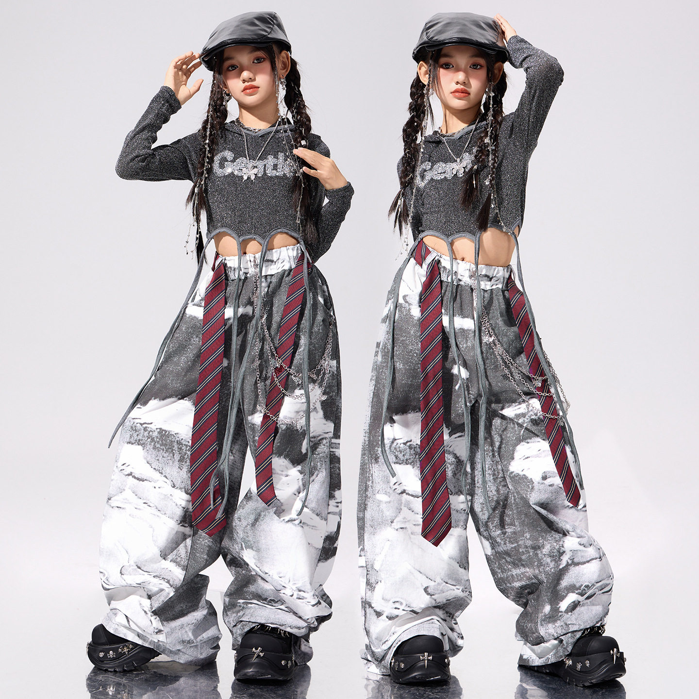 女童爵士舞服装时髦潮酷少儿jazz街舞演出服女孩酷辣秋冬套装上衣