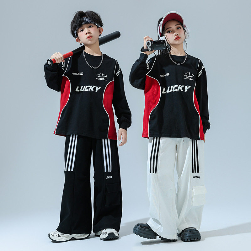 少儿街舞潮服演出服hiphop宽松卫衣潮酷走秀套装儿童爵士舞蹈服装