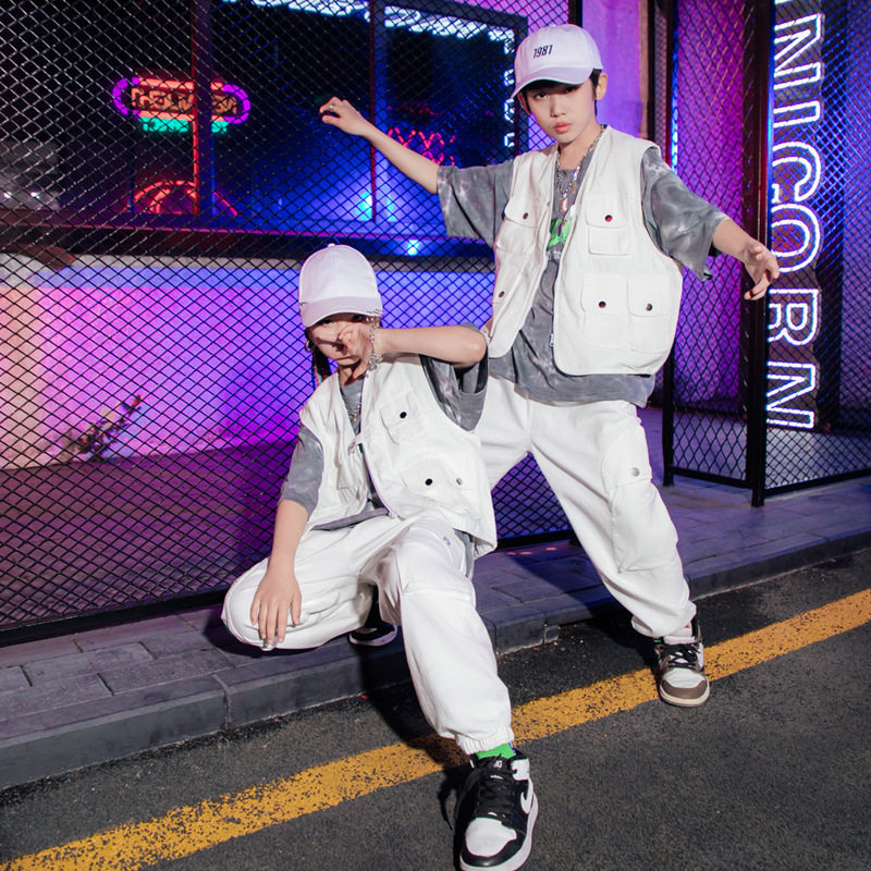 街舞儿童潮服男童定制夏季童装潮牌女童走秀服装少儿hiphop演出服