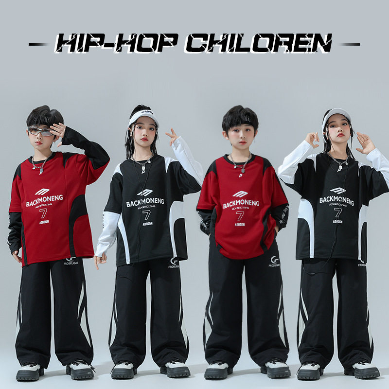 街舞儿童潮服hiphop演出服男童嘻哈炸街套装秋季小学生