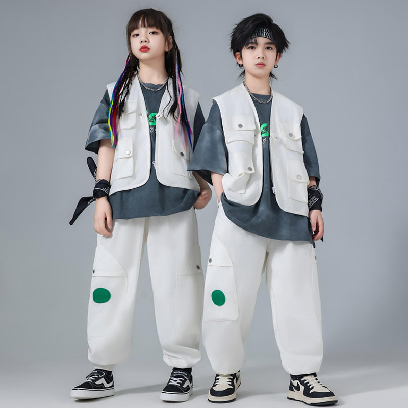 女童爵士舞表演走秀服装六一儿童街舞演出潮服酷帅男童嘻哈