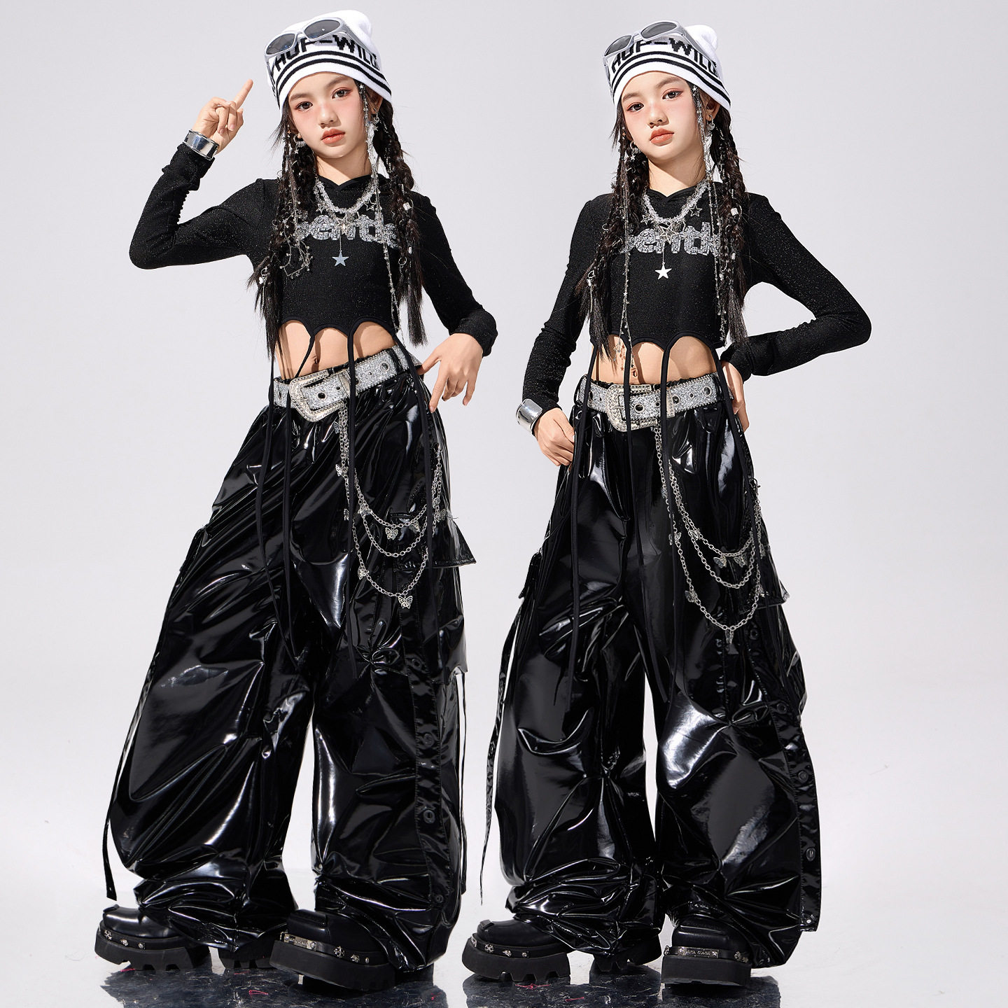爵士舞女童服装潮酷时髦少儿jazz街舞酷辣女孩秋冬元旦演出服套装