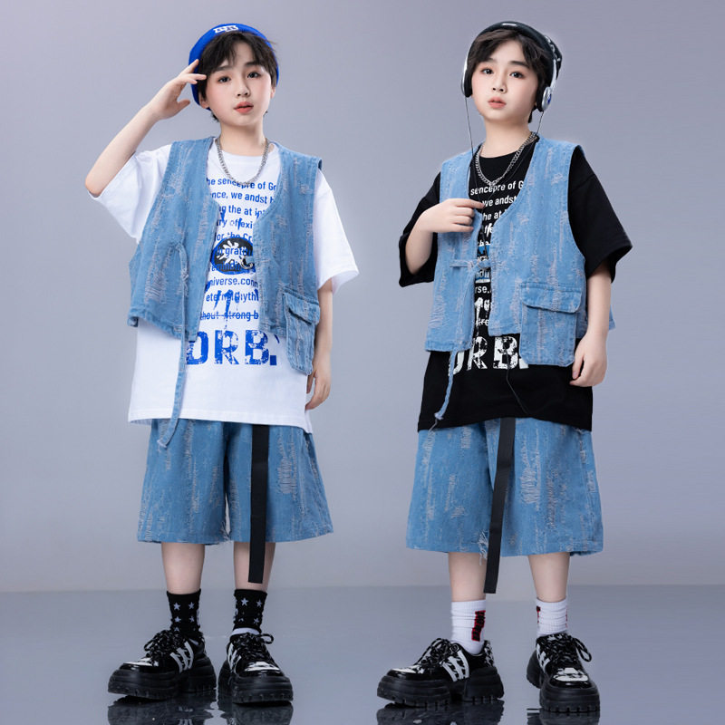 街舞儿童潮服hiphop少儿架子鼓演出服男童定制套装女童爵士舞服装