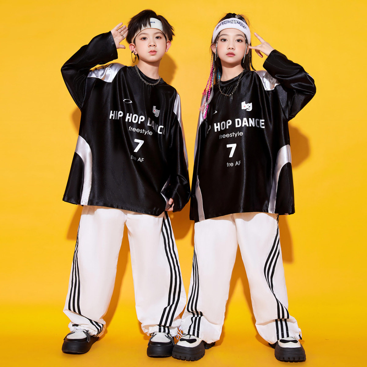 儿童国庆演出服运动会服装男童街舞嘻哈潮服女童爵士舞套装小学生