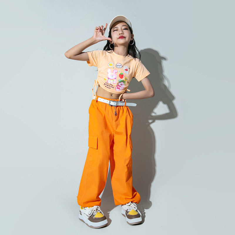 爵士舞女童服装潮酷女孩炸街套装hiphop街舞童装模特走秀儿童潮服