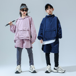 儿童街舞演出服少儿户外运动潮服两件套休闲套装男女童装登山服装